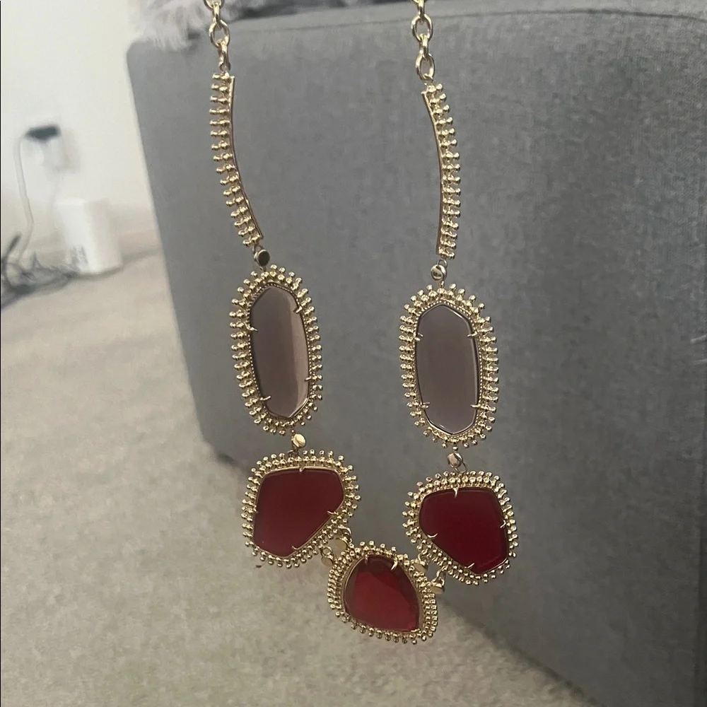 Kendra Scott Gold and Deep Red Necklace - Picture 3 of 5